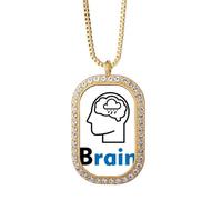 no/no Brain Human Body Thinking Rain Necklace Pendant Diamond Crystal Golden Jewelry