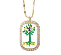 no/no Brazil Ancestral Faly Flag Roots Necklace Pendant Diamond Crystal Golden Jewelry