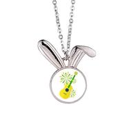 no/no Brazil Carnival Instrument Performance Rabbit Necklace Pendant Bunny Animal Jewelry Gift