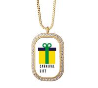 no/no Brazil Carnival Rio Art Deco Fashion Necklace Pendant Diamond Crystal Golden Jewelry