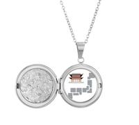 no/no Brick Tile Buildings Traditional Japanese Residence Locket Necklace Hold Picture Jewelry Birthday Gift
