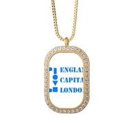 no/no Britain Capital London Art Deco Fashion Necklace Pendant Diamond Crystal Golden Jewelry