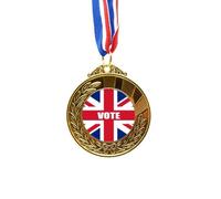 no/no Britain UK Flag Vote For General Election Gold Award Winner Medal First Place Ribbon