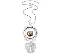 no/no Brown Jungle Civet Cats Lovely Little Pendant Angel Wings Rotating Necklace Jewelry