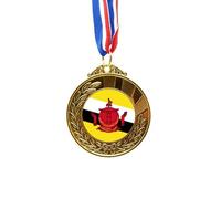 no/no Brunei National Flag Asia Country Gold Award Winner Medal First Place Ribbon