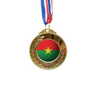 no/no Burkina Faso National Flag Football Gold Award Winner Medal First Place Ribbon