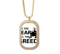 no/no Buy Fear Sell Greed Art Deco Fashion Necklace Pendant Diamond Crystal Golden Jewelry
