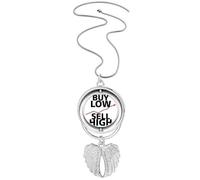 no/no Buy Low Sell High Art Deco Fashion Pendant Angel Wings Rotating Necklace Jewelry