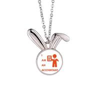 no/no Calculator Accounting Data Job Rabbit Necklace Pendant Bunny Animal Jewelry Gift