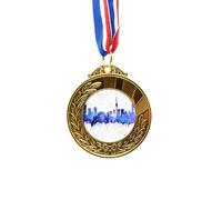no/no Canada Landmark City Watercolor Blue Gold Award Winner Medal First Place Ribbon
