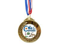 no/no Canada National symbol Landmark Pattern Gold Award Winner Medal First Place Ribbon