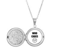 no/no Care Expression Results Art Deco Fashion Locket Necklace Hold Picture Jewelry Birthday Gift