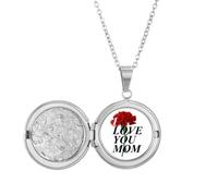 no/no Carnation Mother Emotion Locket Necklace Hold Picture Jewelry Birthday Gift