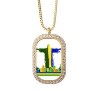 no/no Carnival Architecture Rio Necklace Pendant Diamond Crystal Golden Jewelry