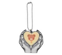 no/no Cartoon Bear Ice Popsicles Car Keychain Heart Pendant Ornament Charm