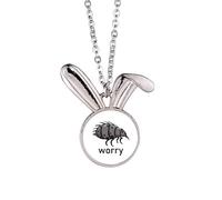 no/no Cartoon Minimalist Flea Insect Rabbit Necklace Pendant Bunny Animal Jewelry Gift