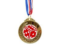 no/no Casino Red Dice Illustration Pattern Gold Award Winner Medal First Place Ribbon