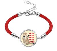 no/no Cat Standing Arms Embracing Lucky Red String Bracelet Rope Bracelet Handmade