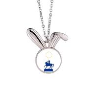 no/no Character French Battle Horse Command Sculpture Rabbit Necklace Pendant Bunny Animal Jewelry Gift