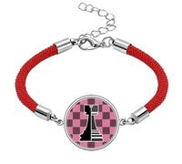 no/no Checkerboard Rook Black Word Chess Lucky Red String Bracelet Rope Bracelet Handmade