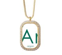 no/no Chestry Elements Period Table Rare Gas Argon Ar Necklace Pendant Diamond Crystal Golden Jewelry