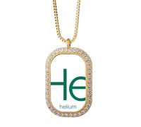 no/no Chestry Elements Period Table Rare Gas Helium He Necklace Pendant Diamond Crystal Golden Jewelry