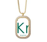 no/no Chestry Elements Period Table Rare Gas Krypton Kr Necklace Pendant Diamond Crystal Golden Jewelry