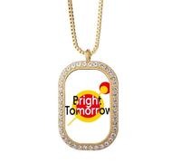 no/no Children Pure Happiness Hope Necklace Pendant Diamond Crystal Golden Jewelry