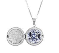 no/no China Ancient Emperor Mother Flower Pattern Locket Necklace Hold Picture Jewelry Birthday Gift