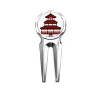 no/no China Architecture Temple Landmark Pattern Golf Divot Tool Golf Ball Marker Repair Tool