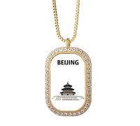 no/no China Beijing Temple Heaven Sacred Necklace Pendant Diamond Crystal Golden Jewelry