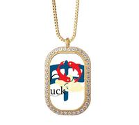 no/no China Carp Good Luck Blessings Necklace Pendant Diamond Crystal Golden Jewelry