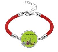 no/no China Famous Building Skyscraper Lucky Red String Bracelet Rope Bracelet Handmade