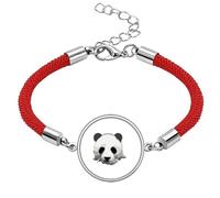 no/no China National Treasure Panda Outline Lucky Red String Bracelet Rope Bracelet Handmade