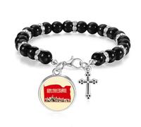 no/no China Red Education Propaganda Follow Beaded Bracelet Boho Jewelry for Men Women
