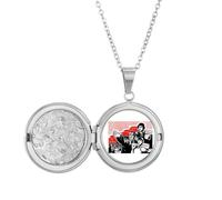 no/no China Red Education Propaganda Road Locket Necklace Hold Picture Jewelry Birthday Gift