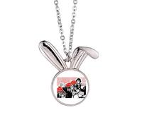 no/no China Red Education Propaganda Road Rabbit Necklace Pendant Bunny Animal Jewelry Gift