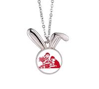 no/no China Red Education Propaganda Technology Rabbit Necklace Pendant Bunny Animal Jewelry Gift