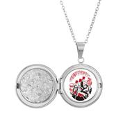 no/no China Red Education Propaganda Unity Locket Necklace Hold Picture Jewelry Birthday Gift