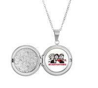 no/no China Red Educational Propaganda Era Locket Necklace Hold Picture Jewelry Birthday Gift