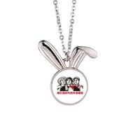 no/no China Red Educational Propaganda Era Rabbit Necklace Pendant Bunny Animal Jewelry Gift