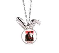 no/no China Red Educational Propaganda Machinery Rabbit Necklace Pendant Bunny Animal Jewelry Gift