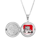 no/no China Red Educational Propaganda Production Locket Necklace Hold Picture Jewelry Birthday Gift