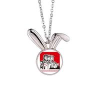 no/no China Red Educational Propaganda Production Rabbit Necklace Pendant Bunny Animal Jewelry Gift