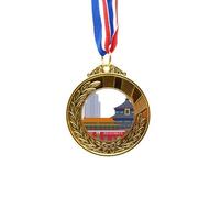 no/no China Tian'anmen Temple Landmark Pattern Gold Award Winner Medal First Place Ribbon