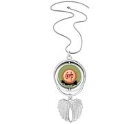 no/no Chinese Chess Red King Pendant Angel Wings Rotating Necklace Jewelry