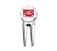 no/no Chinese Red Education Propaganda Girl Golf Divot Tool Golf Ball Marker Repair Tool