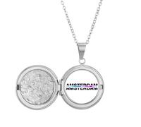 no/no City Radio Amsterdam Building Locket Necklace Hold Picture Jewelry Birthday Gift
