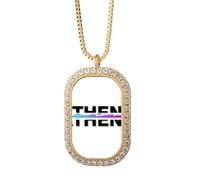 no/no City Radio Athens Building Necklace Pendant Diamond Crystal Golden Jewelry