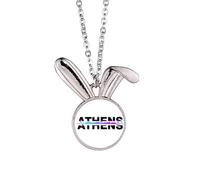 no/no City Radio Athens Building Rabbit Necklace Pendant Bunny Animal Jewelry Gift